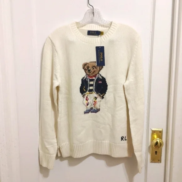 NWT POLO RALPH LAUREN Sweater With Polo BearEmbroidery white Size US XL - Picture 4 of 9